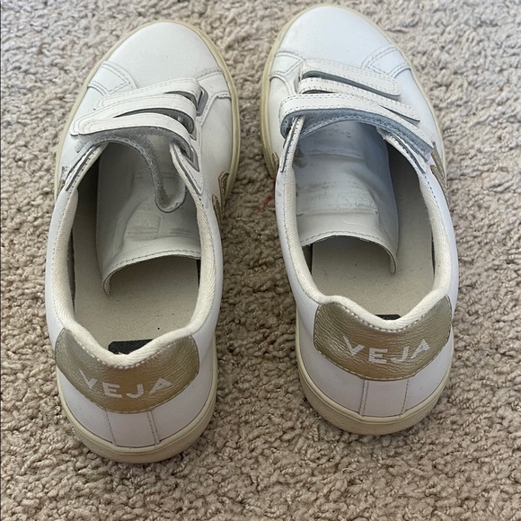 Veja White and Gold Velcro Sneakers - Picture 4 of 7